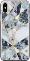 Casimoda® hoesje - Geschikt voor iPhone Xs - Marmer Blauw - Siliconen/TPU telefoonhoesje - Backcover - Marmer - Multi