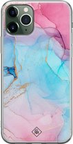 Casimoda® hoesje - Geschikt voor iPhone 11 Pro Max - Marmer blauw roze - Siliconen/TPU telefoonhoesje - Backcover - Marmer - Multi