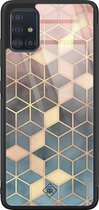 Casimoda® hoesje - Geschikt voor Samsung Galaxy A71 - Cubes Art - Luxe Hard Case Zwart - Backcover telefoonhoesje - Multi