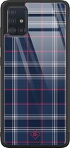 Casimoda® hoesje - Geschikt voor Samsung Galaxy A71 - Tartan Blauw - Luxe Hard Case Zwart - Backcover telefoonhoesje - Blauw