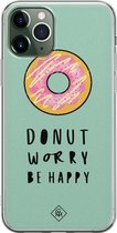 Casimoda® hoesje - Geschikt voor iPhone 11 Pro - Donut Worry - Siliconen/TPU telefoonhoesje - Backcover - Snoep - Roze