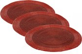 4x stuks placemats/onderleggers rood rond D35 cm - Diner/kerstdiner tafel placemats