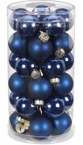60x Donkerblauwe kleine glazen kerstballen 4 cm glans en mat - Kerstboomversiering donkerblauw