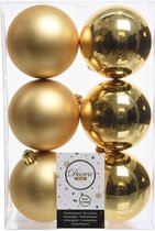 48x Gouden kunststof kerstballen 8 cm - Mat/glans - Plastic kerstballen - Kerstboomversiering goud