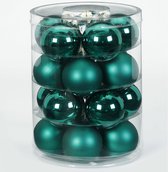 40x Donkergroene glazen kerstballen 6 cm glans en mat - Kerstboomversiering donkergroen