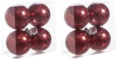 12x stuks kunststof kerstballen met glitter afwerking rood 8 cm - glitter finish - Kerstversiering/boomversiering