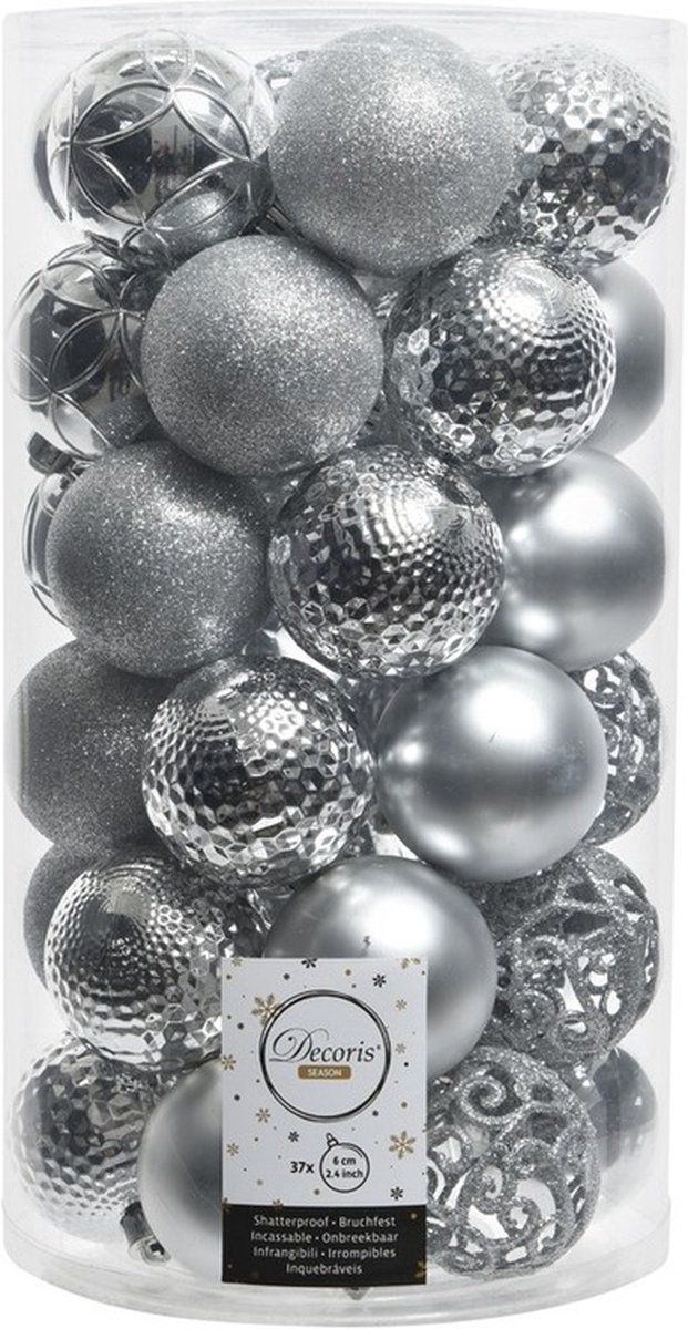 Lot De 6 Boules De Noël Krist+ – Argenté, Polyester, 8 Cm, Neuves