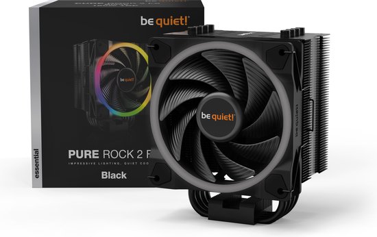 be quiet! Pure Rock 2 FX Black, 150W TDP, Intel: 1700 / 1200 / 2066 / 115X / 2011(-3) Square ILM, AMD: AM5 / AM4 / AM3(+), 4 pin PWM, (87mm L x 121mm W x 155 mm H) - Be Quiet!