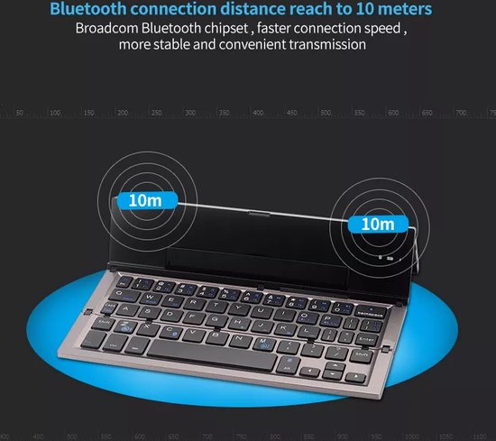 Clavier Bluetooth pliable, clavier sans fil rechargeable USB pour Ios,  Android, ordinateur portable Windows Pc
