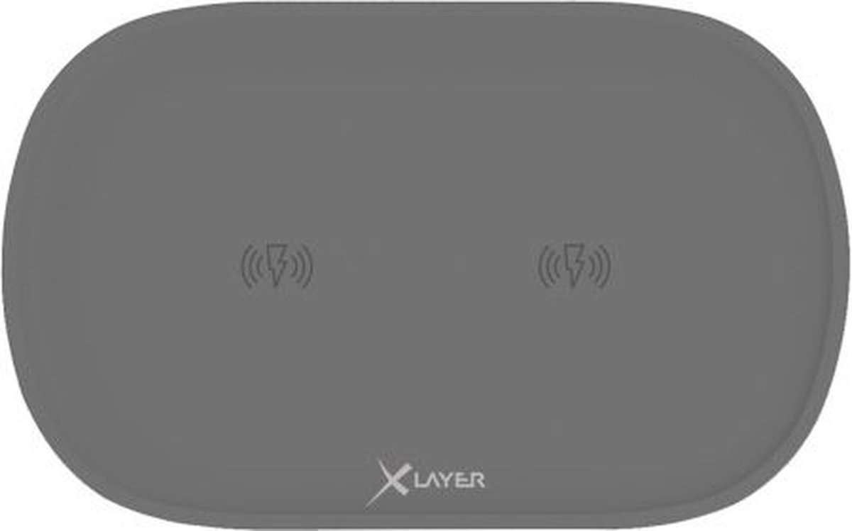 XLayer Charging Pad Double - dubbele draadloze oplader voor mobiele apparatuur - 10W Qi Wireless charging - grijs