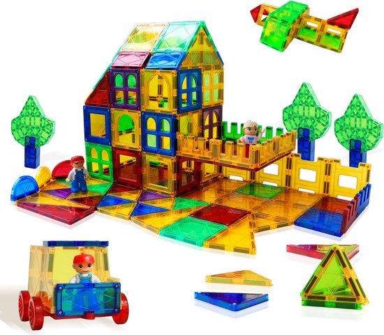 Magnetische Fliesen 50-teilig - Konstruktionsset Mit Eisenbox | Montessori Spielzeug Ab 3 Jahren