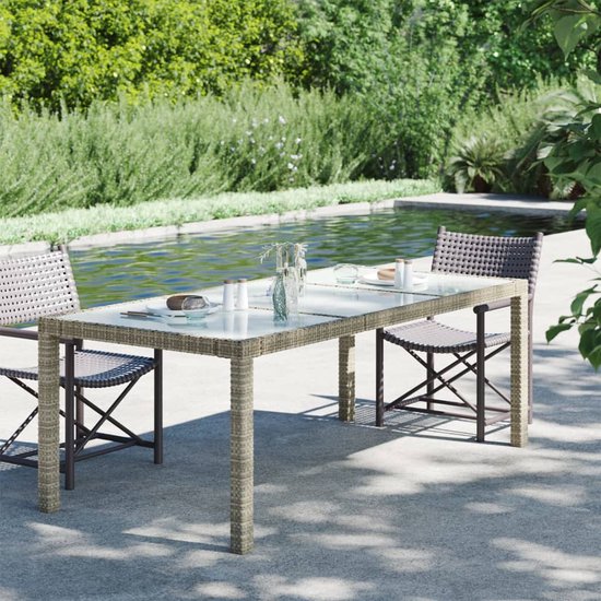 Prolenta Premium - Table de jardin 190x90x75 cm verre trempé et polyrotin  beige -... | bol
