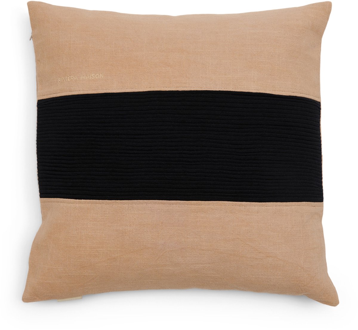 Riviera Maison Kussenhoes 50x50 - Rum Cay Stripe Pillow Cover - Beige Zwart