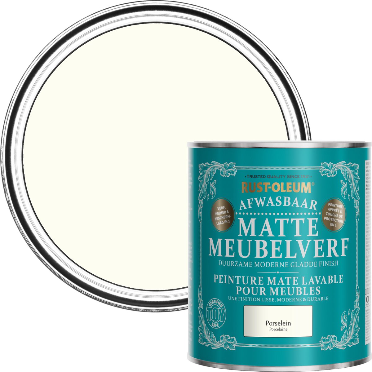 Rust-Oleum Wit Afwasbaar Matte Meubelverf - Porselein 750ml