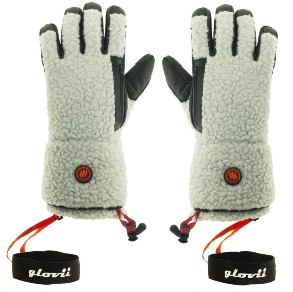 Glovii Verwarmbare Handschoenen Inclusief Lamswol - Maat M - Zwart / Wit