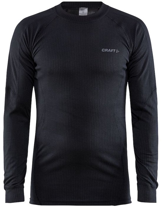 Craft thermoshirt voor heren in zwart met een geribbelde textuur en een discrete Craft logo op de borst.