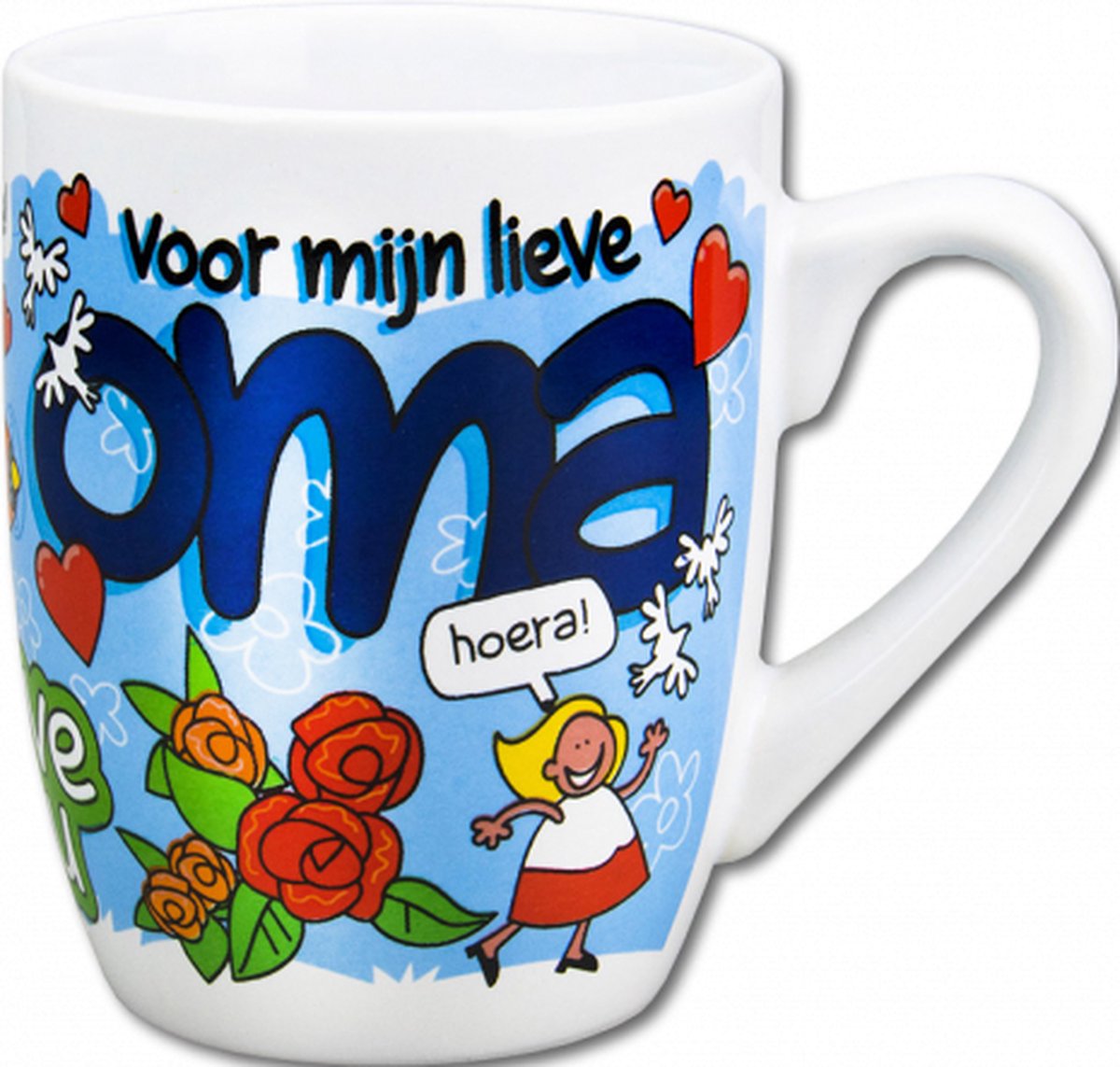 Mok - Cartoon Mok -Voor mijn lieve Oma - In cadeauverpakking met gekleurd lint