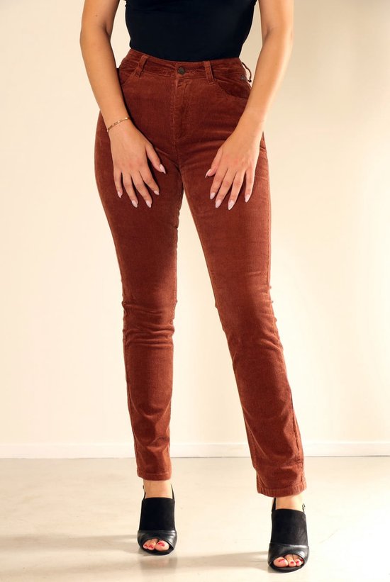 New Star dames broek - Bremen - roest kleur - corduroy broek - ritbstof - maat 32/32