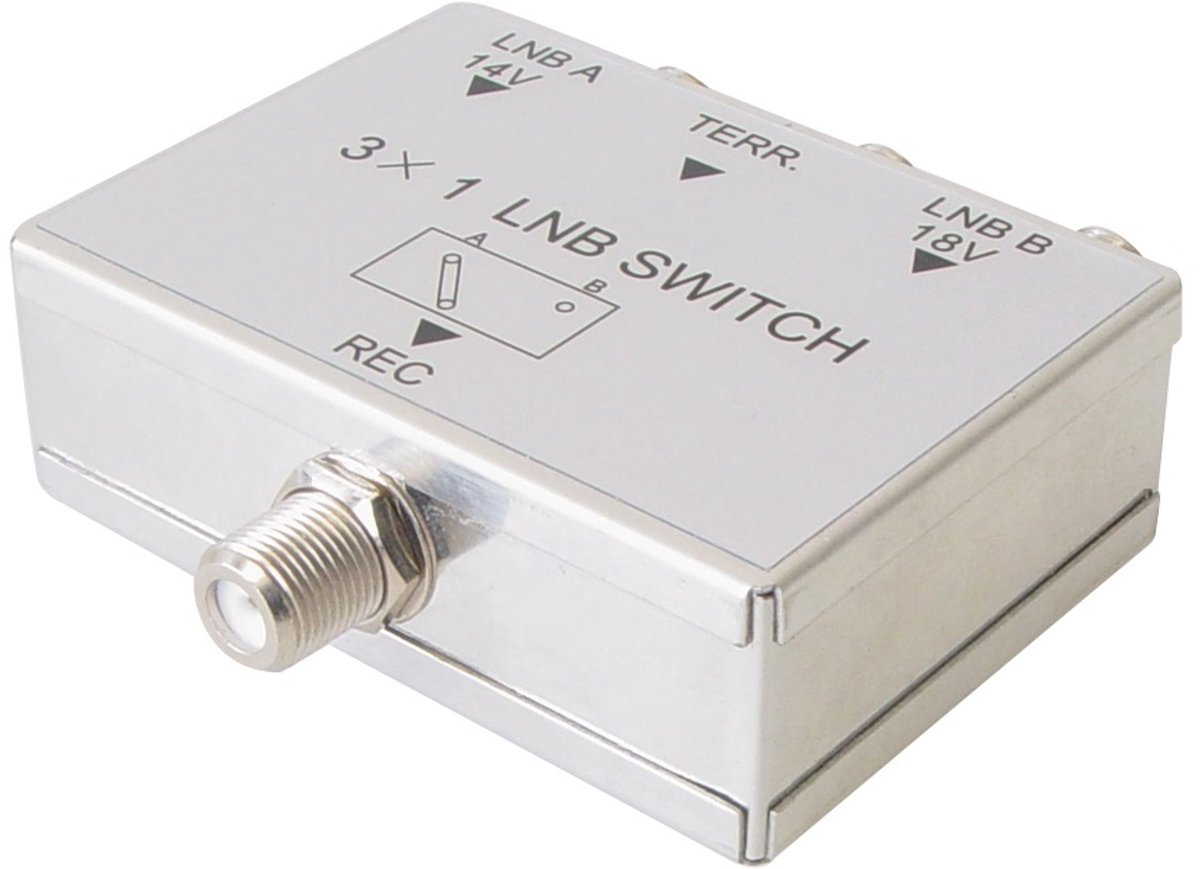 14V/18V LNB schakelaar met 3 ingangen en 1 uitgang / 47 - 2150 MHz