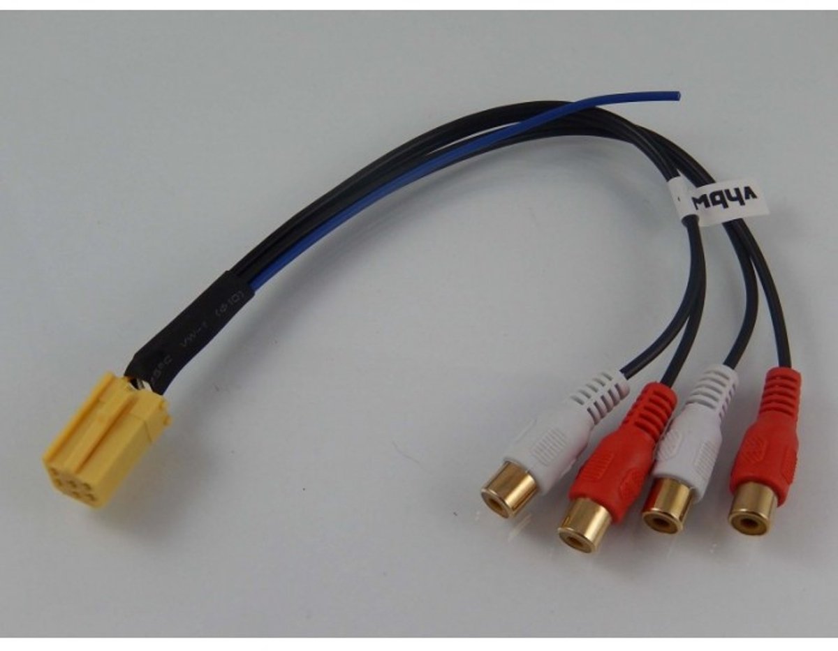 Mini ISO 6-pins naar 2x Tulp stereo adapter kabel