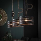 Landelijke hanglamp wikkel verstelbaar touw | 3 lichts | bruin | metaal | Ø 30 cm | in hoogte verstelbaar tot 150 cm | eetkamer / eettafel lamp | modern / sfeervol design