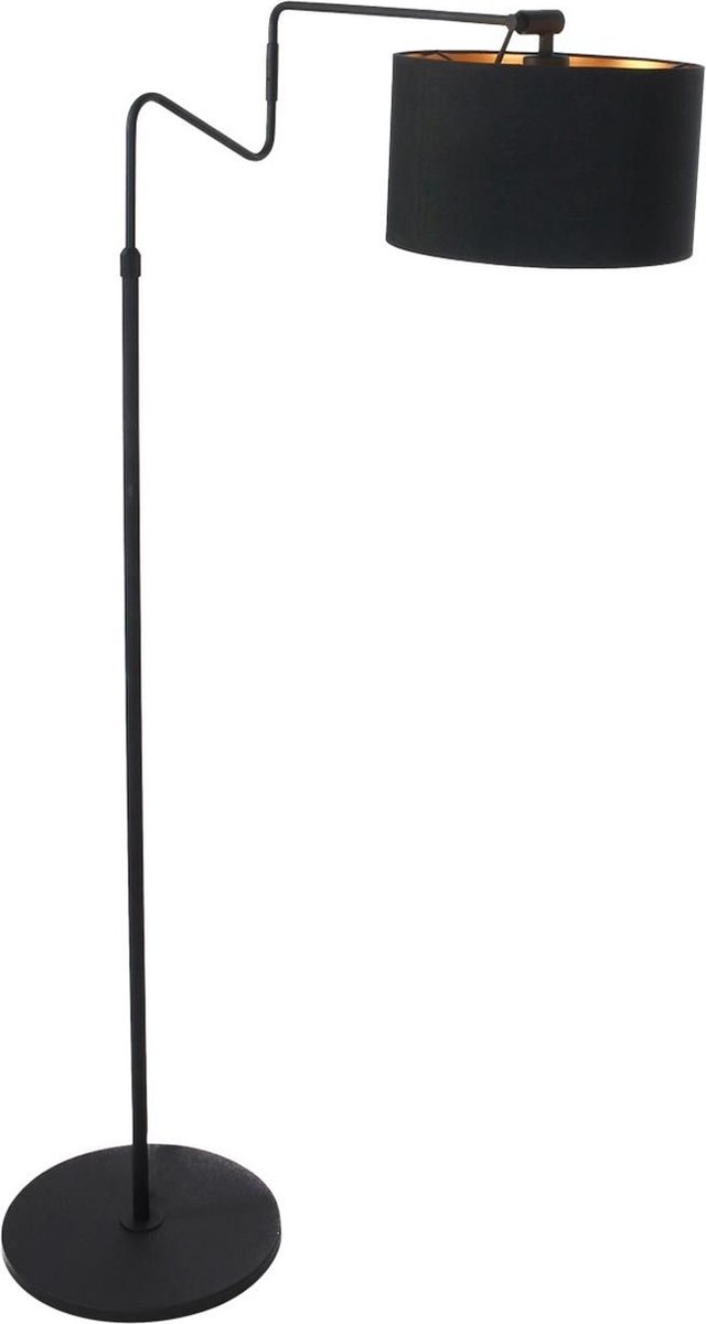 Trendy staande lamp Anne Linstr Øm | 1 lichts | zwart / goud | metaal / stof | in hoogte verstelbaar tot 180 cm | Ø 30 cm | staande lamp / vloerlamp | modern / sfeervol design