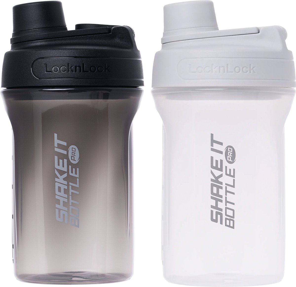 Goedkoopste Lock&Lock Shakebeker - Proteïne Shaker - Smoothie beker to go - Met Deksel - 650 ml - Zwart en Lichtgrijs - Set van 2 stuks - Lekvrij - BPA vrij - LocknLock