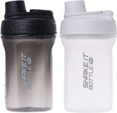 Lock&Lock Shakebeker - Proteïne Shaker - Smoothie beker to go - Met Deksel - 650 ml - Zwart en Lichtgrijs - Set van 2 stuks - Lekvrij - BPA vrij