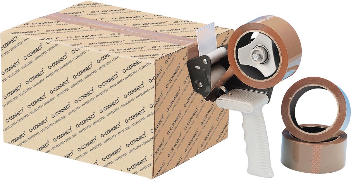 Q-CONNECT afroller voor verpakkingsplakband, voor rollen 50 mm x 66 m 12 stuks