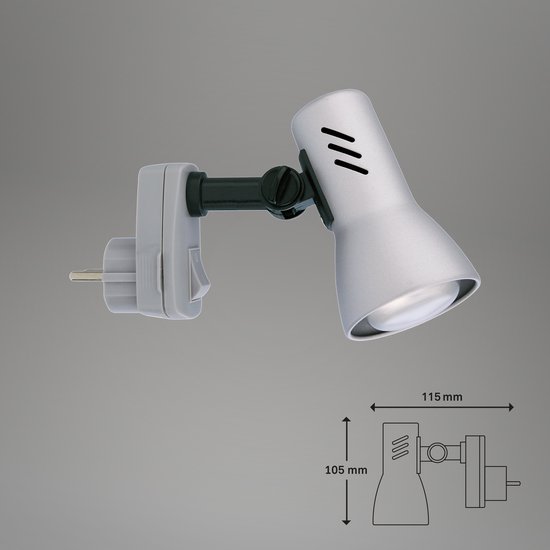 BRILONER Pilo - Stekkerlamp - wandlamp met schakelaar - stopcontactlampen 1 licht - Stekkerspot - ON/OFF - draaibaar - E14 fitting — afbeelding 4