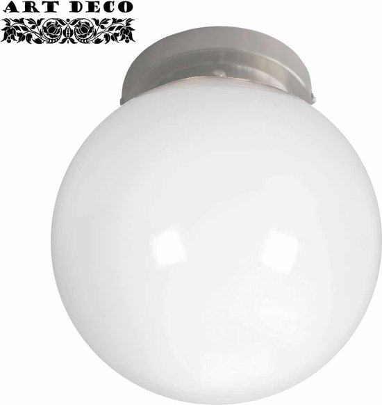 Art deco plafondlamp Globe | 1 lichts | Ø 25 cm | grijs / staal / wit | glas / metaal | spots | draai / kantelbaar | gispen / retro / jaren 30