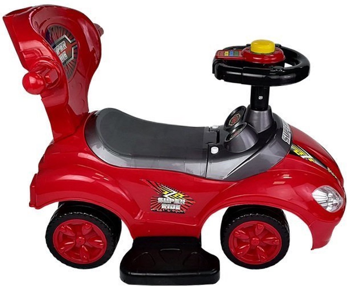 Mega Car 3 in 1 loopauto met duwstang Groeit mee met je kind Rood bol