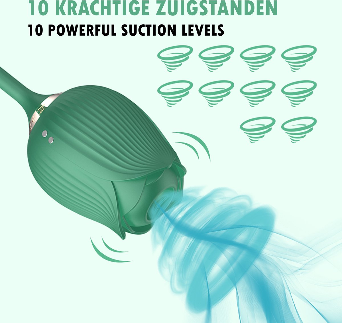 GAVURY GREEN PRIME VIBRATOR - Zuigt en Stotend - 10 Vibratie Standen