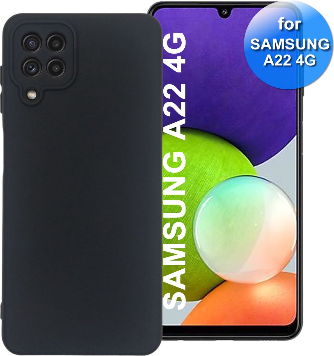 Samsung A22 - Telefoonhoesje - Premium Siliconen - Zwart - Samsung Galaxy A22 Hoesje - Samsung Galaxy A22 Back Cover