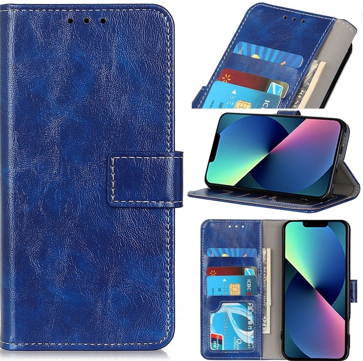 Mobigear Telefoonhoesje geschikt voor Apple iPhone 14 Hoesje | Mobigear Basic Bookcase Portemonnee | Pasjeshouder voor 3 Pasjes | Telefoonhoesje voor Pinpas / OV Kaart / Rijbewijs - Blauw