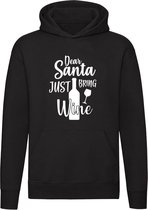 Just bring wine | Hoodie | kersttrui | grappig | kersttrui | Trui | Sweater | Unisex | Capuchon | Zwart