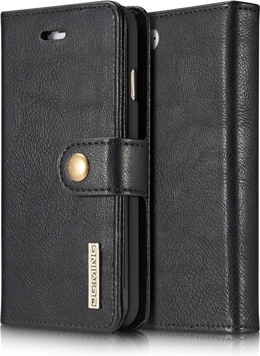 DG.MING Hoesje - Geschikt voor iPhone SE (2022/2020), iPhone 8 / 7 Hoesje - DG.MING 2-in-1 Book Case & Back Cover - Zwart