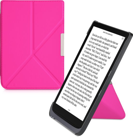 Kwmobile Étui à Rabat Magnétique Pour PocketBook InkPad 3 / 3 Pro / Color / Vivlio InkPad 3 – Coque Similicuir Élégante Rouge-Gris Foncé, Protection Quotidienne