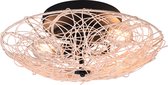 LED Plafondlamp - Plafondverlichting - Torna Lopar - E27 Fitting - 2-lichts - Rond - Bruin - Hout