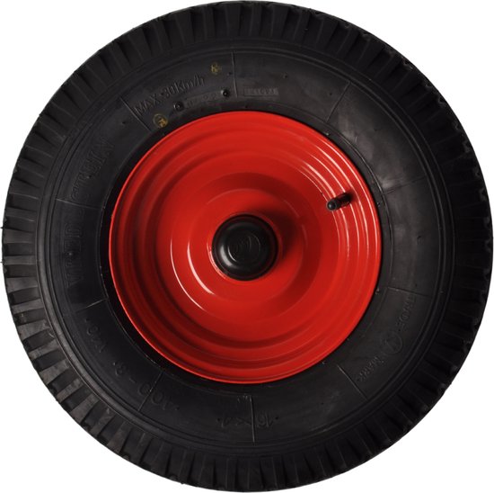 4PLy kruiwagenwiel van FORT, stalen velg, kleur rood, luchtband