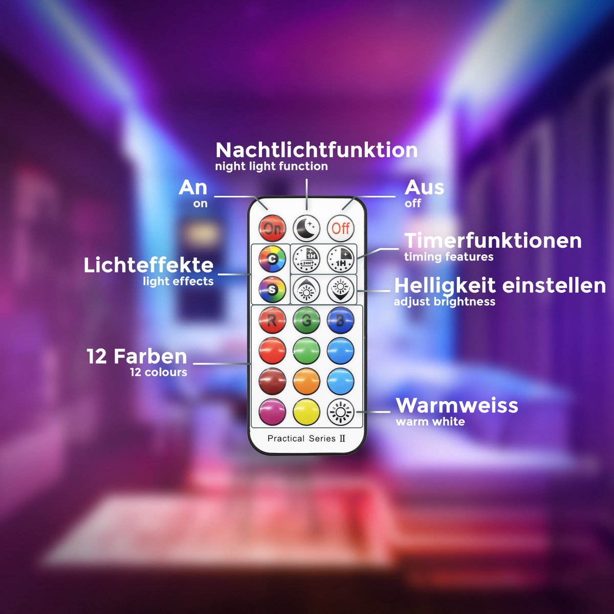 B.K.Licht - RGBW Badkamerverlichting Inbouwspots - Set Van 5 Afstandsbediening Dimbaar Ip44 92 Cm X 45 Cm Dxh Wit