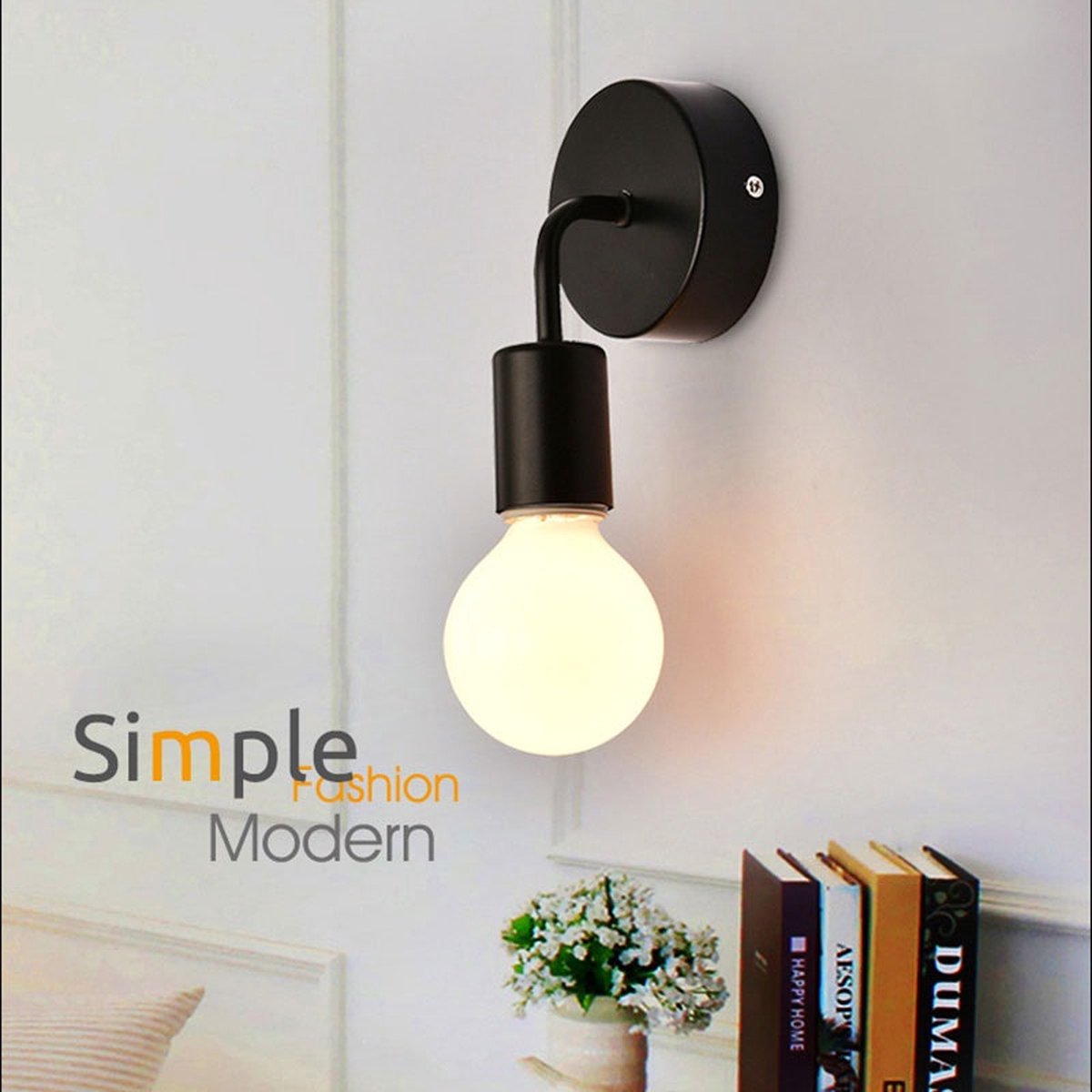 Wandlamp Zwart | 17cm | LED | E27 | Muurlamp | Bedlamp | Lamp Nachtkastje | Design | Woonkamer | Slaapkamer | Keuken