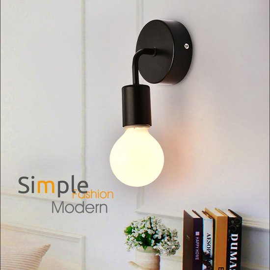 Wandlamp Zwart | 17cm | LED | E27 | Muurlamp | Bedlamp | Lamp Nachtkastje |  Design |... | bol.com