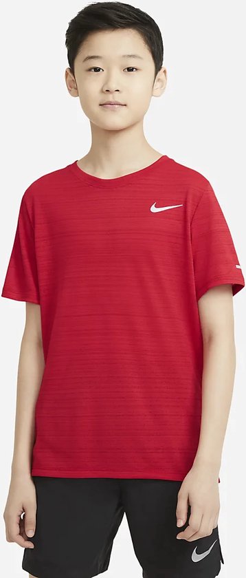 Haut d'entraînement Nike Dri-Fit Miler pour grand garçon - Rouge - XL