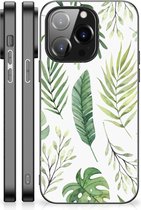 Telefoonhoesje iPhone 14 Pro Back Case Siliconen Hoesje met Zwarte rand Bladeren