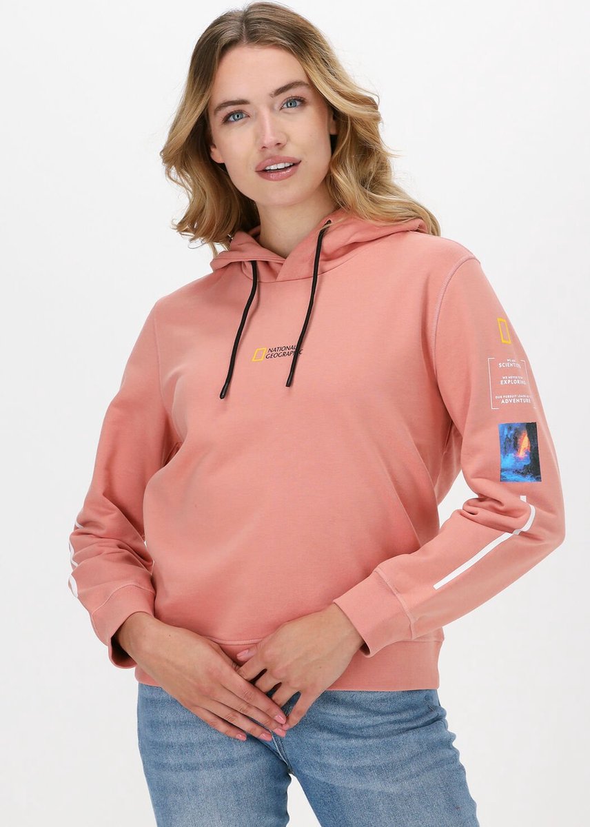 National Geographic Hoody With Cord Truien & Vesten Dames - Sweater - Hoodie - Vest- Perzik - Maat L
