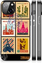 Trendy Telefoonhoesjes Geschikt voor iPhone 14 GSM Hoesje met Zwarte rand Postzegels