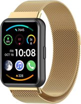 Milanees Smartwatch bandje - Geschikt voor Huawei Watch Fit 2 Milanese band - goud - Strap-it Horlogeband / Polsband / Armband