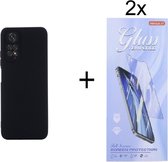 Hoesje Geschikt voor: Xiaomi Redmi Note 11 Pro 4G / 5G Silicone - Zwart + 2X Tempered Glass Screenprotector - ZT Accessoires