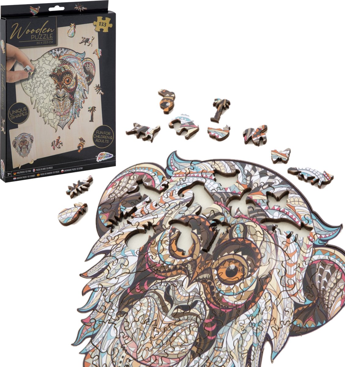 ACROPAQ Puzzle en bois éléphant - 150 pièces, format A4 210 x 297 mm,  Pièces de puzzle